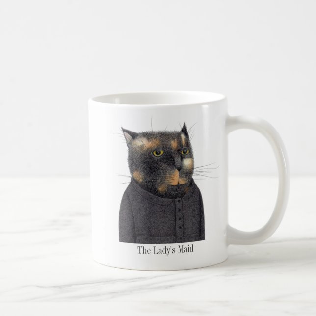 LADY'S MAID CAT White Mug + Text (Right)