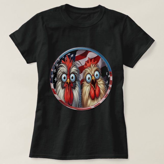 Lady's Patriotic Chickens  T-Shirt (Design Front)