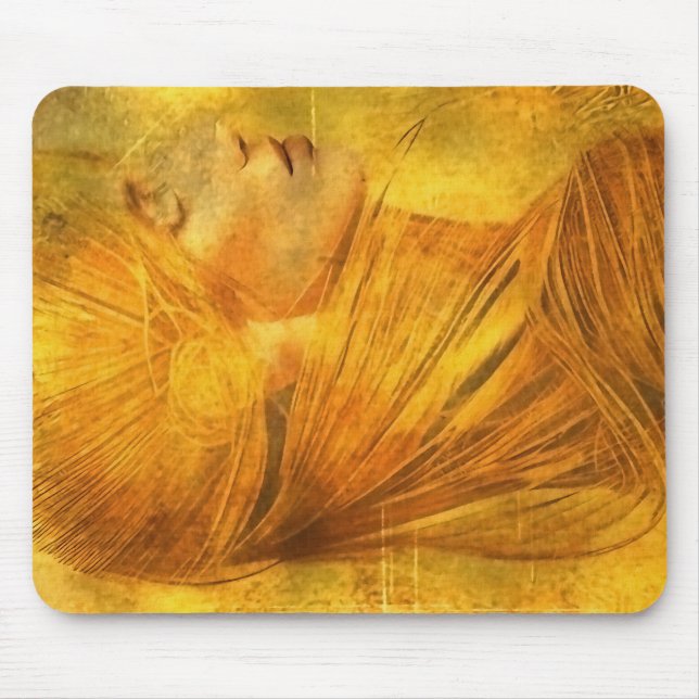 Lady's portrait in tints of gold mouse pad (Front)