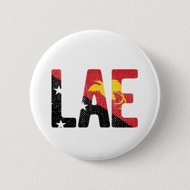 Lae with Papua New Guinea Flag 6 Cm Round Badge (Front)