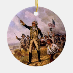 Lafayette's Baptism of Fire by E. Percy Moran Ceramic Tree Decoration