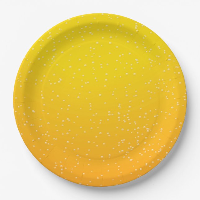 Lager Beer with Tiny Bubbles Paper Plate (Front)
