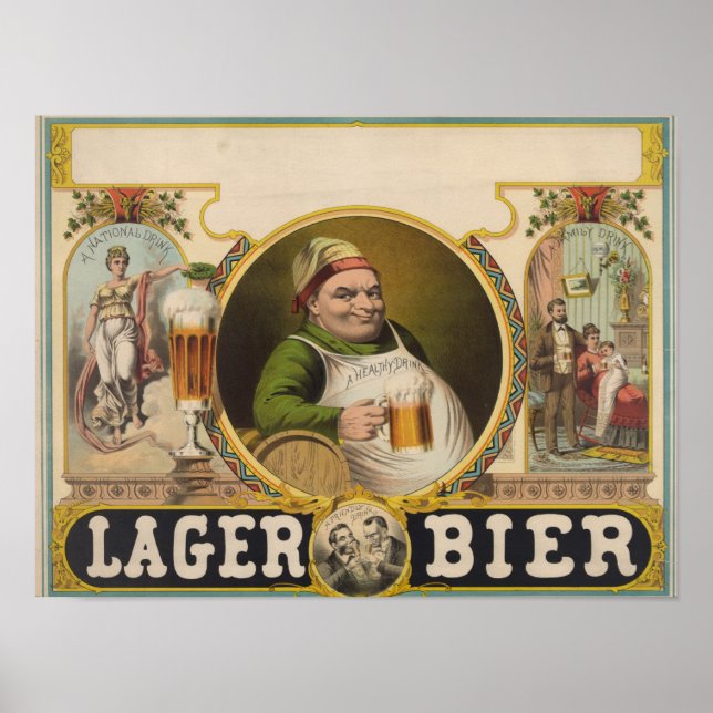 Lager Bier Beer Funny Vintage Poster Art (Front)