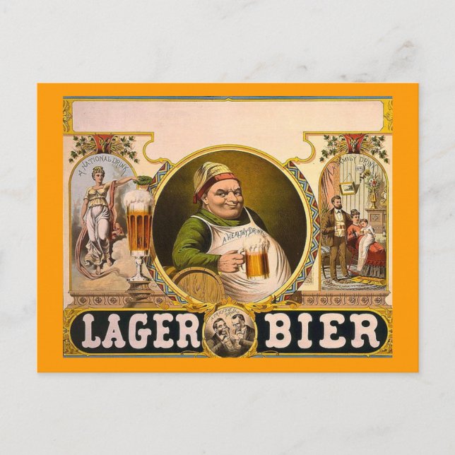 Lager Bier - The Healthy Drink! Vintage Ad Postcard (Front)