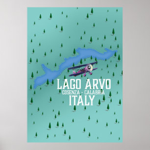 lago arvo Italy travel map Poster