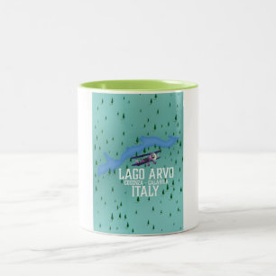 lago arvo Italy travel map Two-Tone Coffee Mug