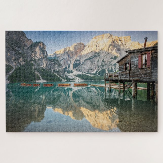 Lago di Braies in the Dolomites in Italy Jigsaw Puzzle (Horizontal)