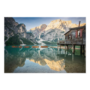 Lago di Braies in the Dolomites in Italy Photo Print