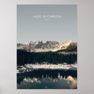 Lago Di Carezza, Italy Travel Illustration Poster
