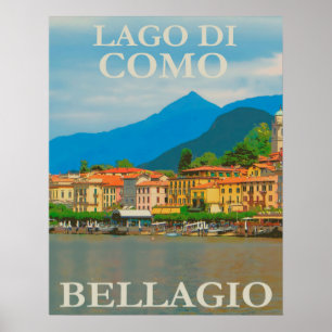 Lago Di Como, Bellagio, Italy Vintage Travel Poster