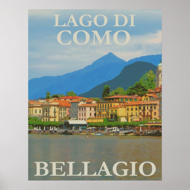 Lago Di Como, Bellagio, Italy Vintage Travel Poster (Front)