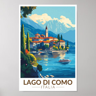 Lago di Como Italia Lombardia Travel Art Vintage Poster