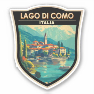 Lago di Como Italia Travel Art Badge