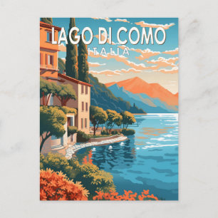 Lago di Como Italia Travel Art Vintage Postcard