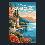 Lago di Como Italia Travel Art Vintage Poster<br><div class="desc">Lake Como vector art design. Lake Como,  in Northern Italy’s Lombardy region,  is an upscale resort area known for its dramatic scenery,  set against the foothills of the Alps.</div>