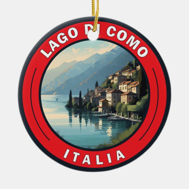 Lago di Como Italy Badge Ceramic Ornament (Front)
