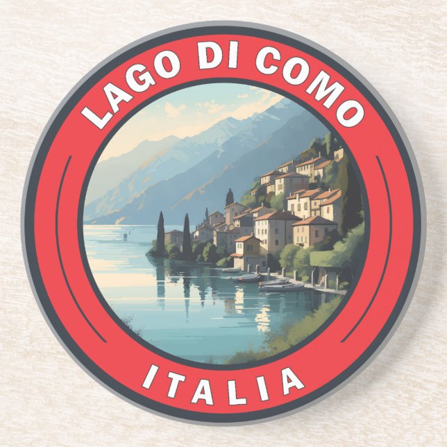 Lago di Como Italy Badge Coaster (Front)