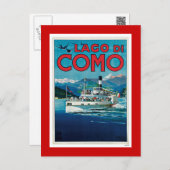 "Lago di Como" Vintage Italian Travel Poster Postcard (Front/Back)