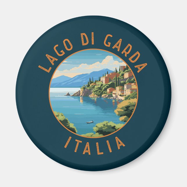 Lago di Garda Italia Retro Distressed Circle Magnet (Front)