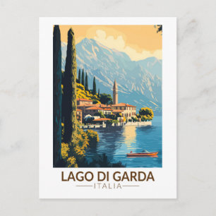 Lago di Garda Italia Travel Art Vintage Postcard