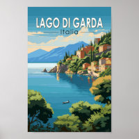 Lago di Garda Italia Travel Art Vintage