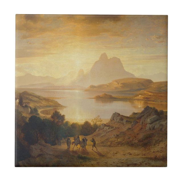 Lago di Lugano – Albert Zimmermann Ceramic Tile (Front)