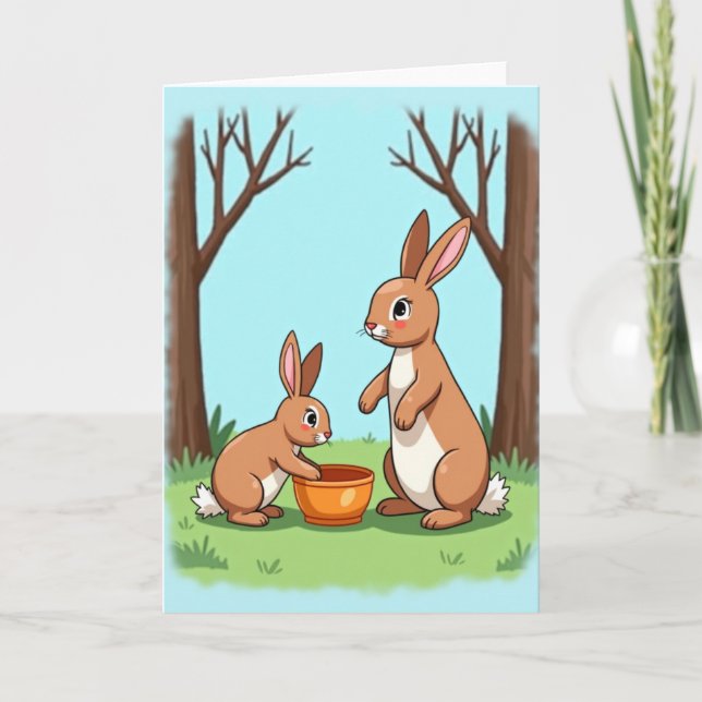 Lagomorph Family Scene Card (Front)