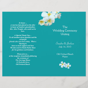 Lagoon Blue Plumeria Beach Wedding Program