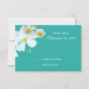 Lagoon Blue Plumeria Wedding Invitation Reply Card