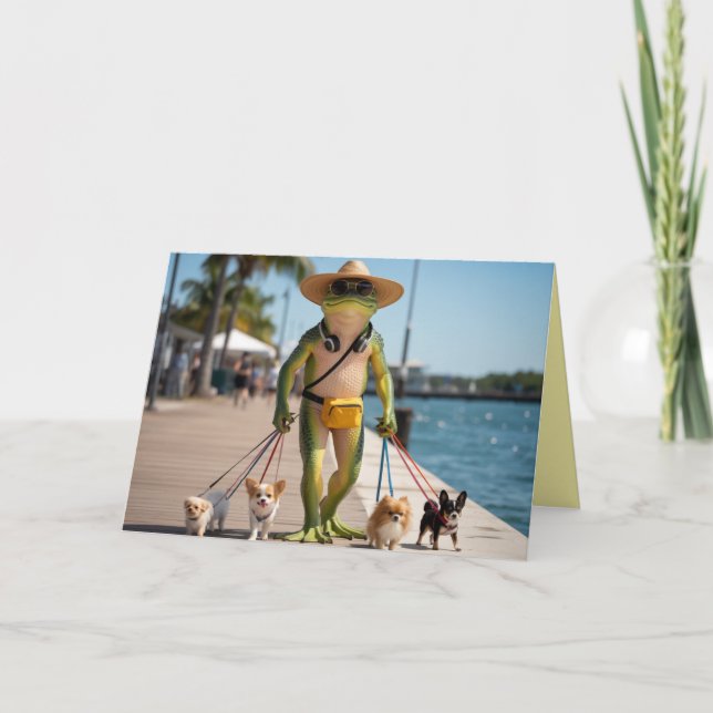 Lagoon Creature Walkin' the Dog Card (Front)