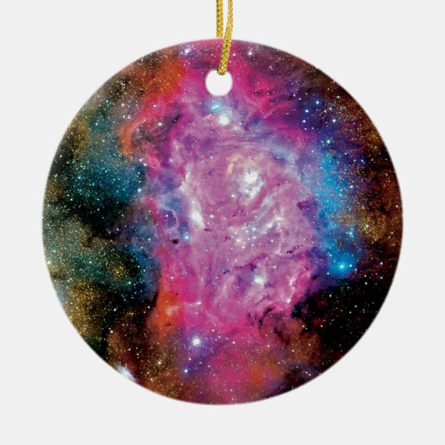 Lagoon Emission Nebula Interstellar Cloud Photo Ceramic Tree Decoration (Front)