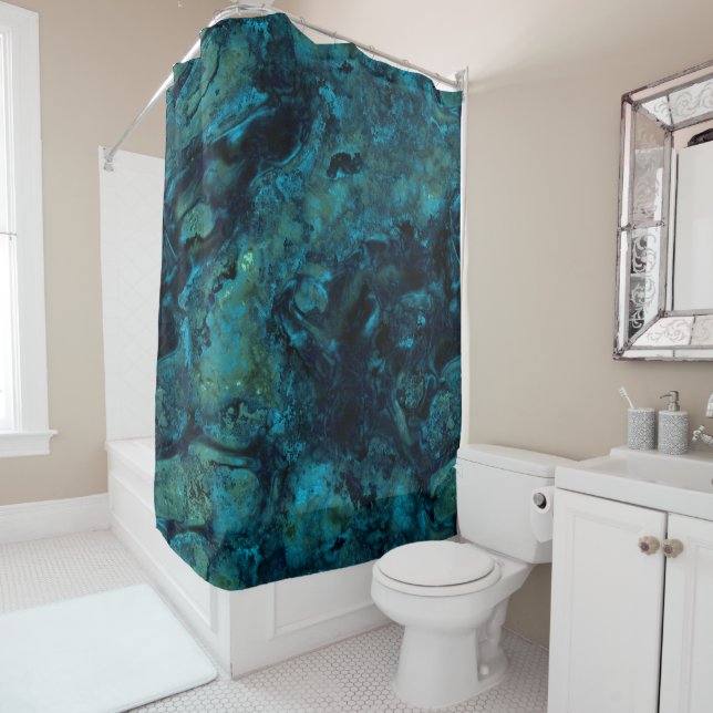 Lagoon Stone Abstract Shower Curtain (In Situ)