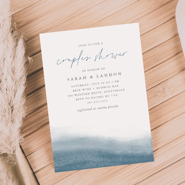 Lagoon Tides Coastal Watercolor Couples Shower Invitation (Creator Uploaded)