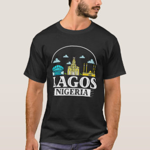 Lagos Nigeria City Skyline Map Travel T-Shirt