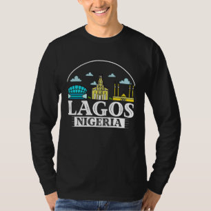 Lagos Nigeria City Skyline Map Travel T-Shirt
