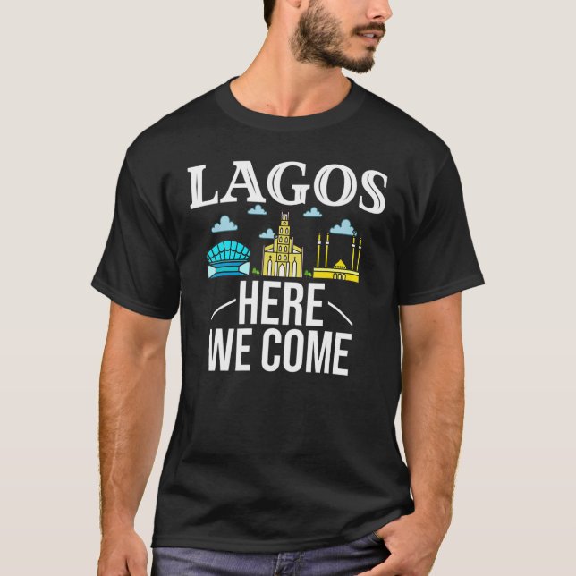 Lagos Nigeria City Trip Skyline Map Travel T-Shirt (Front)