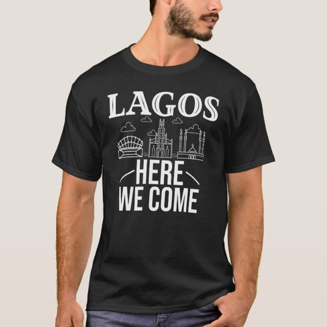 Lagos Nigeria City Trip Skyline Map Travel T-Shirt (Front)