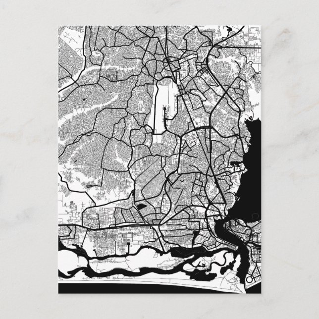 Lagos Nigeria Map Postcard (Front)