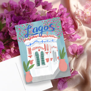 Lagos Portugal Quiosque Algarve Cute Handmade Art Postcard