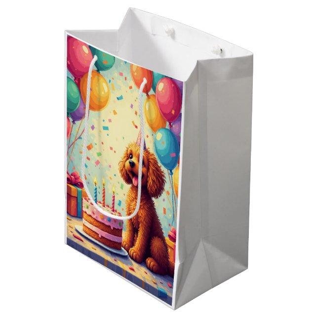 Lagotto Romagnolo Birthday Celebration Medium Gift Bag (Front Angled)