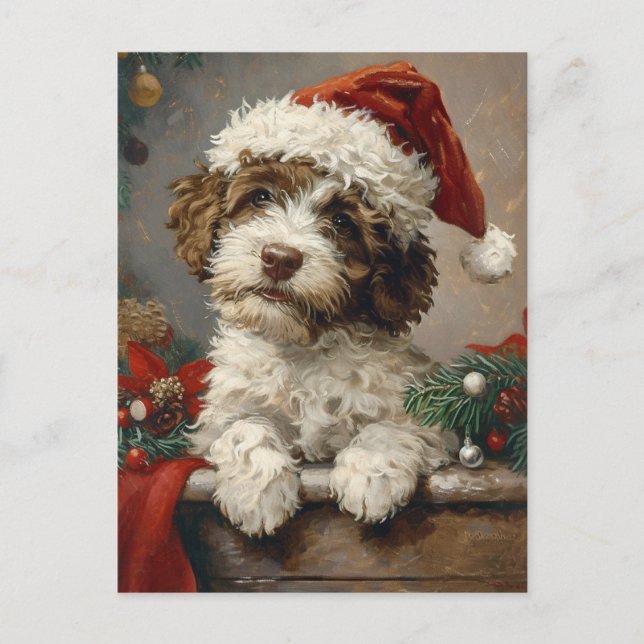 Lagotto Romagnolo Christmas Postcard (Front)