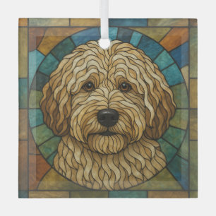 Lagotto Romagnolo Dog "Stained Glass" Glass Tree Decoration
