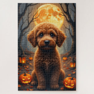 Lagotto Romagnolo Haunted Halloween Portrait Art Jigsaw Puzzle