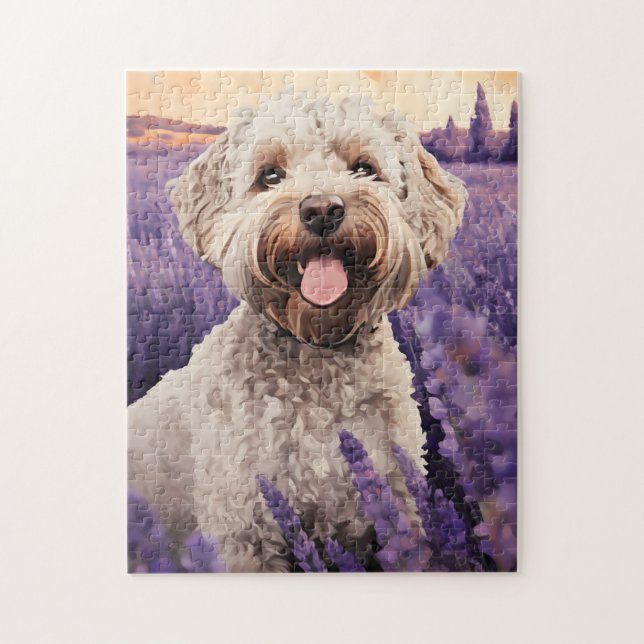 Lagotto Romagnolo in Lavender field Jigsaw Puzzle (Vertical)