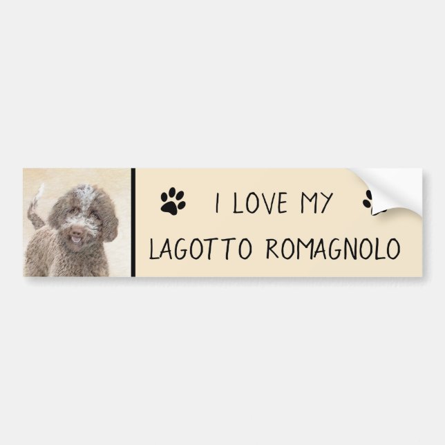 Lagotto Romagnolo Painting - Cute Original Dog Art Bumper Sticker (Front)