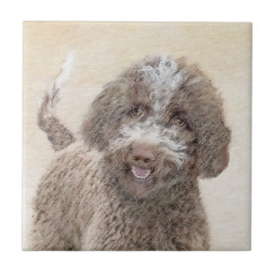 Lagotto Romagnolo Painting - Cute Original Dog Art Ceramic Tile