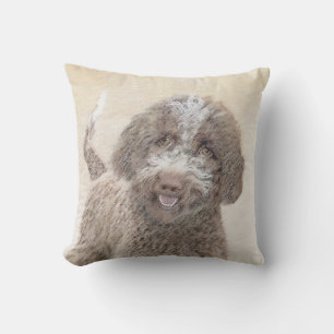 Lagotto Romagnolo Painting - Cute Original Dog Art Cushion
