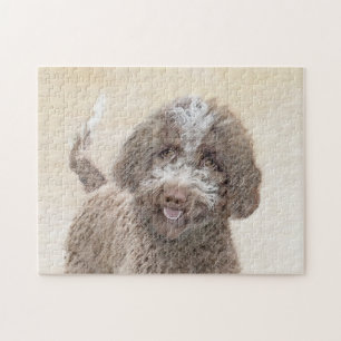 Lagotto Romagnolo Painting - Cute Original Dog Art Jigsaw Puzzle