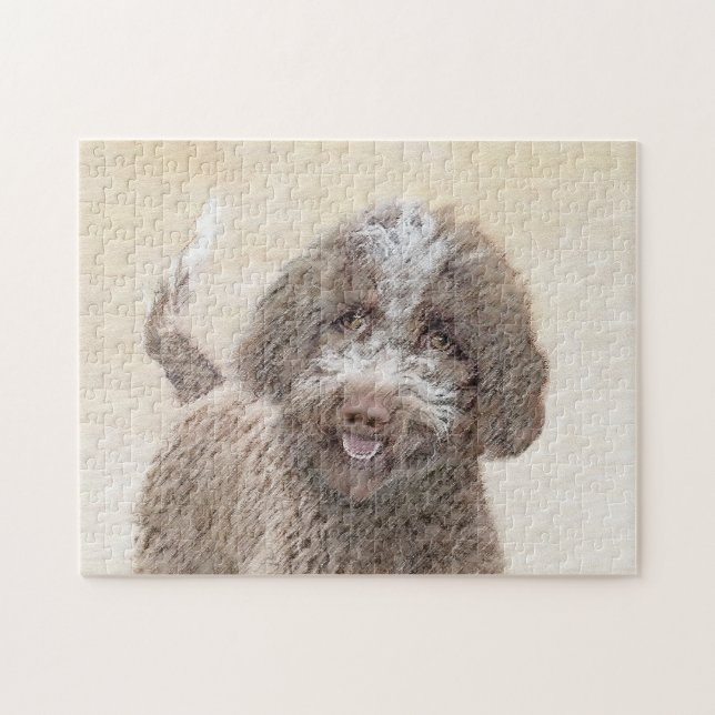 Lagotto Romagnolo Painting - Cute Original Dog Art Jigsaw Puzzle (Horizontal)