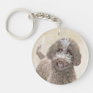 Lagotto Romagnolo Painting - Cute Original Dog Art Key Ring